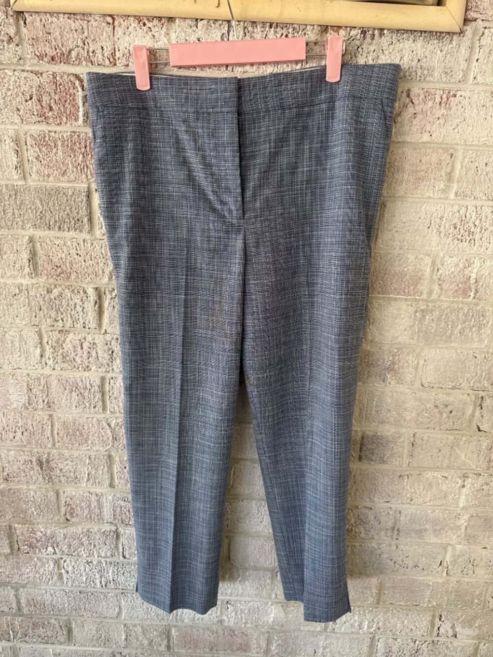 Talbots 12P Blue White Plaid Ankle Pants Petite Stretch Lined Career Trousers